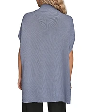Donna Karan Wool Blend Button Front Mock Neck Capelet