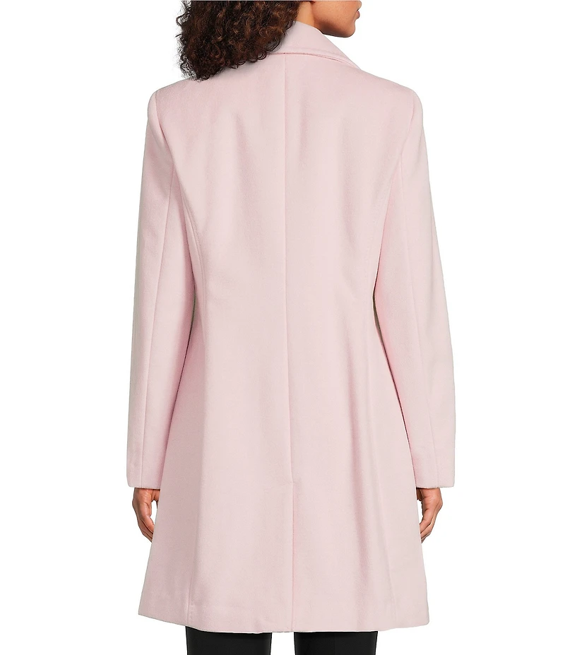 Donna Karan Wool Cashmere Blend Notch Collar Button Front Reefer Coat