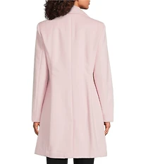 Donna Karan Wool Cashmere Blend Notch Collar Button Front Reefer Coat