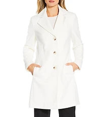 Donna Karan Wool Cashmere Blend Notch Collar Button Front Reefer Coat