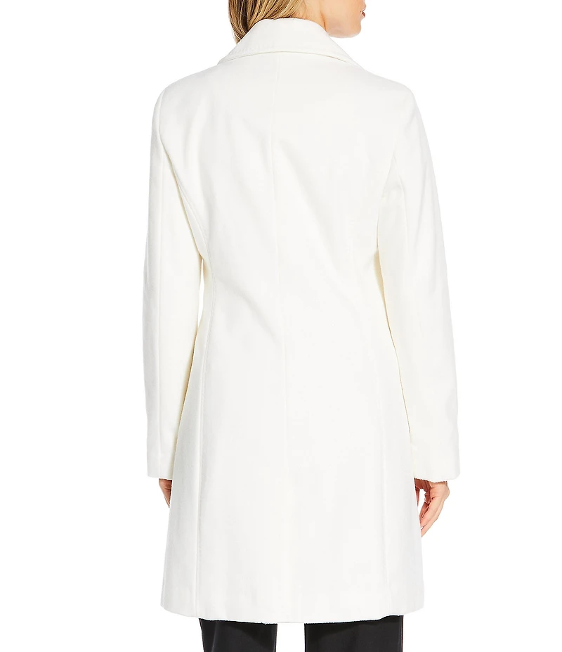 Donna Karan Wool Cashmere Blend Notch Collar Button Front Reefer Coat