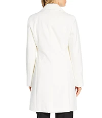 Donna Karan Wool Cashmere Blend Notch Collar Button Front Reefer Coat