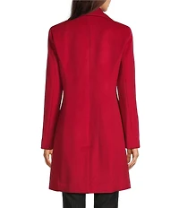 Donna Karan Wool Cashmere Blend Notch Collar Button Front Reefer Coat