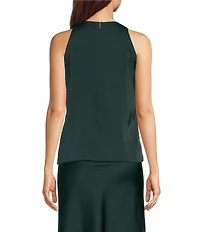 Donna Karan Woven Charmeuse High Neck Sleeveless Blouse