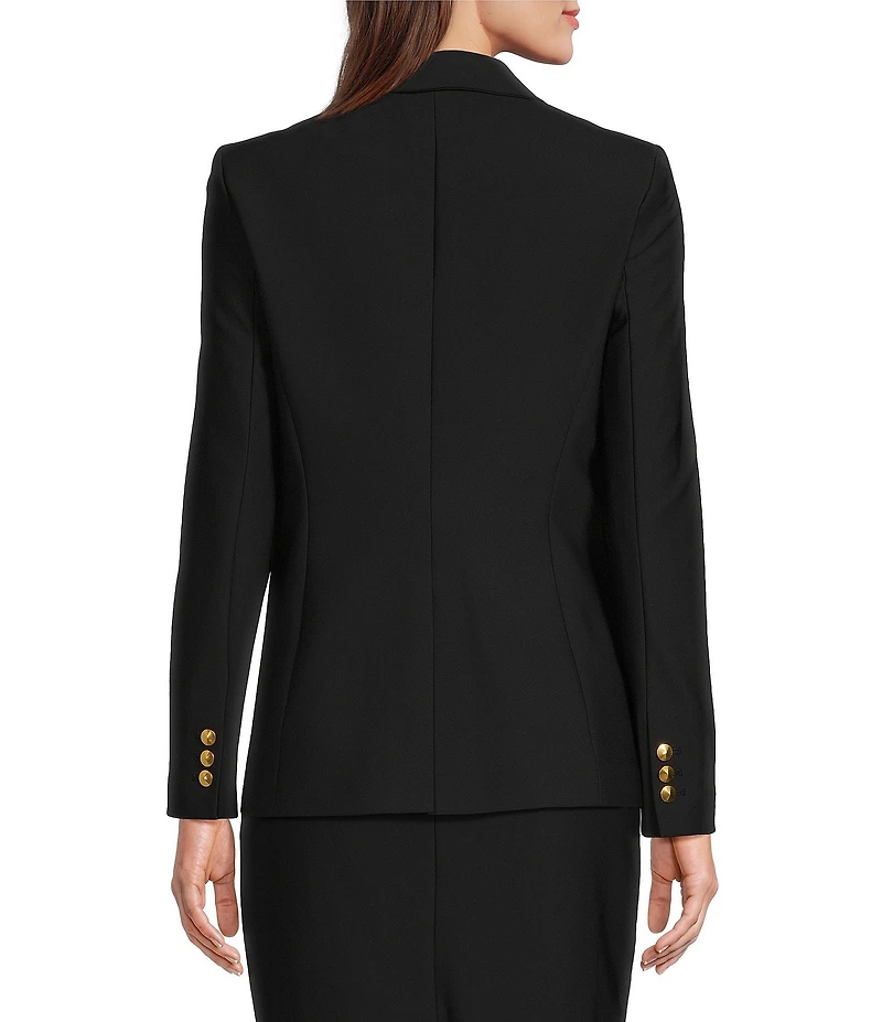 Donna Karan Woven Notch Lapel Long Sleeve Button Front Coordinating Blazer