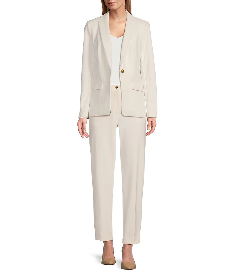 Donna Karan Woven Straight Leg Ankle Pant