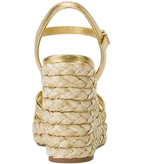 Donna Karan Yalinda Metallic Woven Platform Wedge Espadrille Sandals