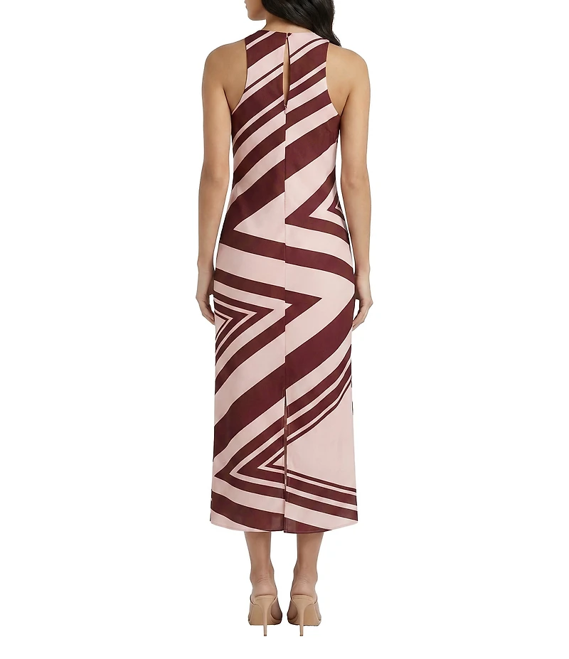 Donna Morgan Abstract Print Crew Neck Sleeveless Midi Dress