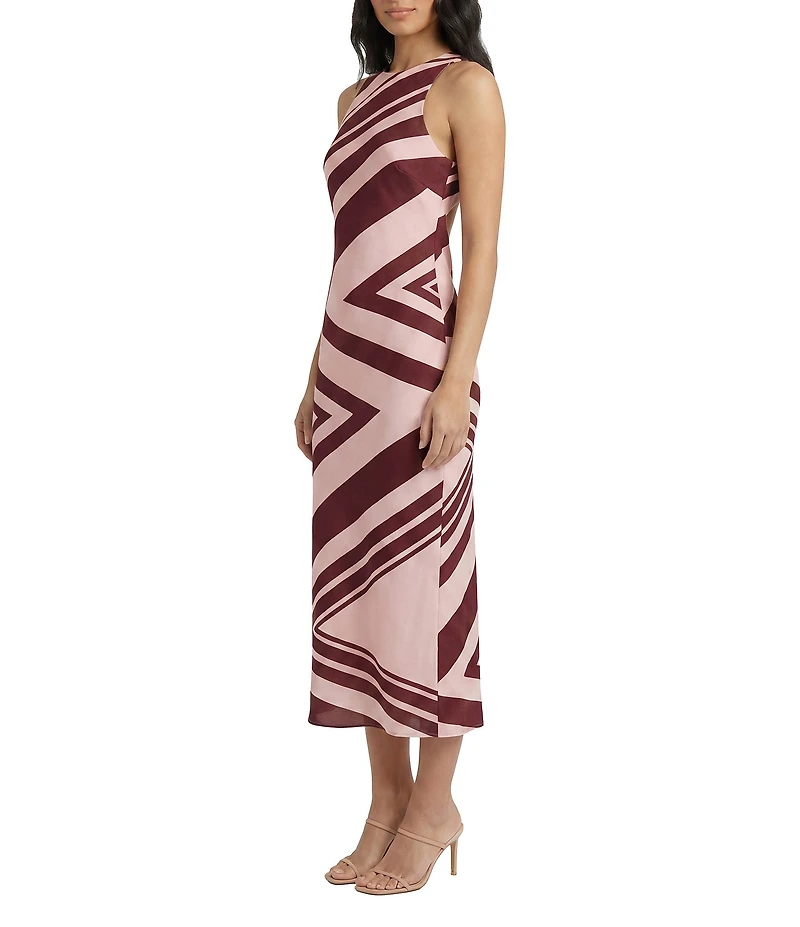 Donna Morgan Abstract Print Crew Neck Sleeveless Midi Dress