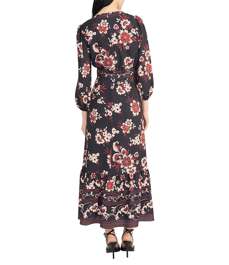 Donna Morgan Bubble Crepe Floral Print Maxi Dress