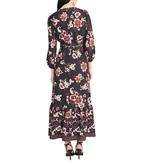 Donna Morgan Bubble Crepe Floral Print Maxi Dress