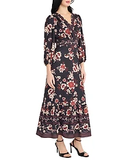 Donna Morgan Bubble Crepe Floral Print Maxi Dress