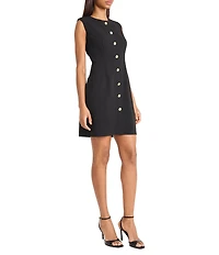 Donna Morgan Button Front Scuba Crepe Sheath Dress