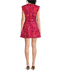 Donna Morgan Cotton Abstract Print Extended Shoulder Fit And Flare Mini Dress