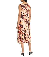 Donna Morgan Cowl Neck Front Slit Printed Midi Dress