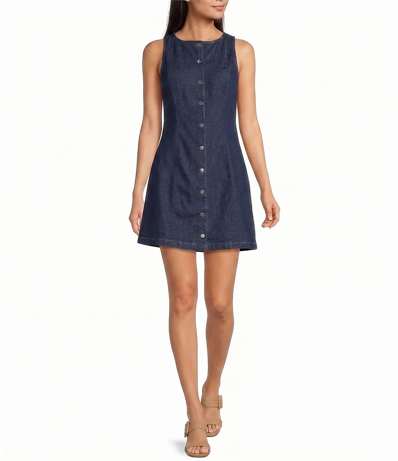 Donna Morgan Denim Button Front Mini Dress