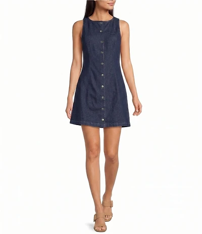 Donna Morgan Denim Button Front Mini Dress