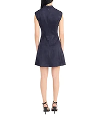 Donna Morgan High Mock Neck Strapless Faux Suede Mini Dress