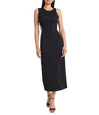 Donna Morgan Scuba Crepe Crew Neck Sleeveless Beaded Cut Out Sheath Dress