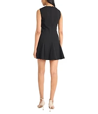 Donna Morgan Scuba Crepe Crew Tie Neck Keyhole Sleeveless Mini Dress