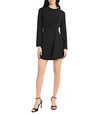 Donna Morgan Scuba Crepe Twist Front Long Sleeve Mini Dress