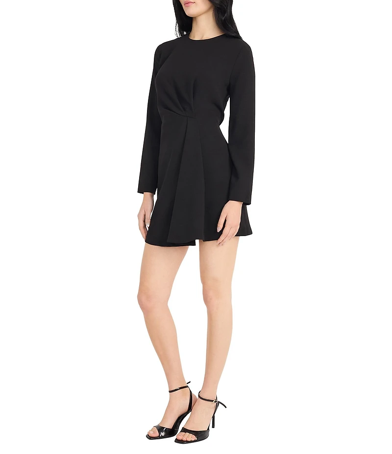 Donna Morgan Scuba Crepe Twist Front Long Sleeve Mini Dress