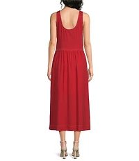 Donna Morgan Sleeveless Button Down Linen Midi Dress