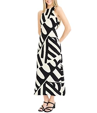 Donna Morgan Sleeveless Keyhole Back Printed Midi Dress