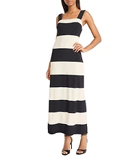 Donna Morgan Sleeveless Square Neck Striped Sheath Maxi Dress