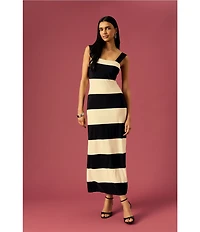 Donna Morgan Sleeveless Square Neck Striped Sheath Maxi Dress