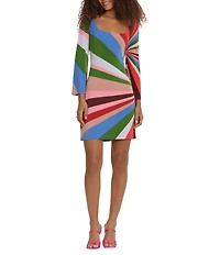 Donna Morgan Stripe Print Matte Jersey Long Sleeve Mini Dress