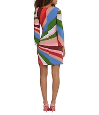 Donna Morgan Stripe Print Matte Jersey Long Sleeve Mini Dress