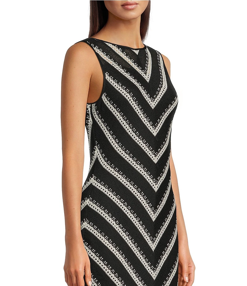 Donna Morgan Striped Crochet Maxi Dress