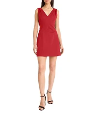 Donna Morgan Twill V-Neck Sleeveless A-Line Mini Dress