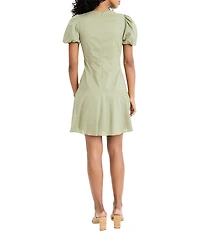 Donna Morgan V-Neck Puff Sleeve Cotton Voile Dress