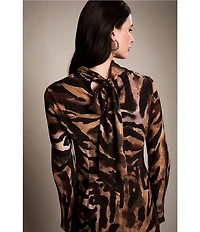 Donna Morgan Zebra Print Georgette Mock Neck Long Sleeve Mini Dress