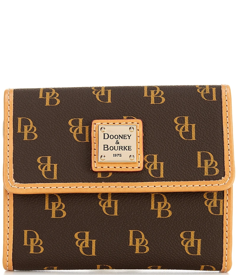 Dooney & Bourke Blakely Signature Logo Small Flap Contrast Trim Wallet