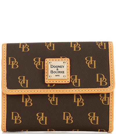 Dooney & Bourke Blakely Signature Logo Small Flap Contrast Trim Wallet