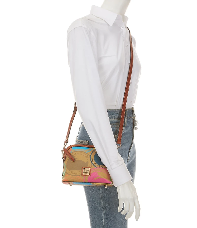 Dooney & Bourke Domed Travel Inspired Print Crossbody Bag