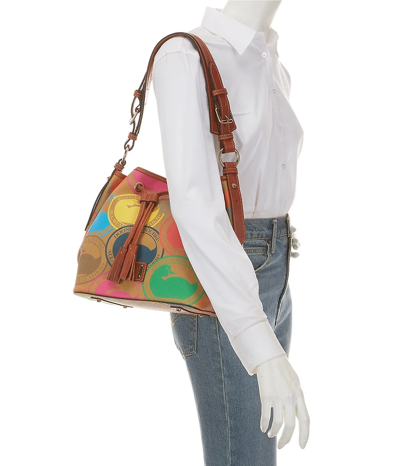 Dooney & Bourke Drawstring Travel Inspired Print Bucket Bag