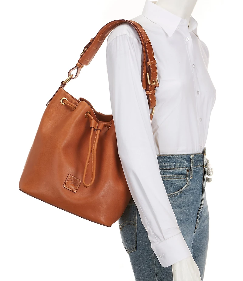 Dooney & Bourke Florentine Leather Drawstring Bucket Bag