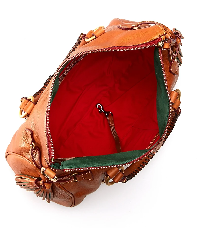Dooney & Bourke Florentine Large Leather Tasseled Satchel Bag