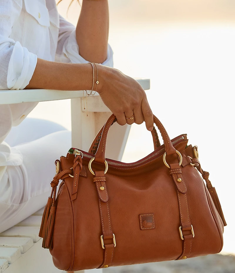Dooney & Bourke Florentine Large Leather Tasseled Satchel Bag