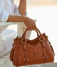 Dooney & Bourke Florentine Large Leather Tasseled Satchel Bag