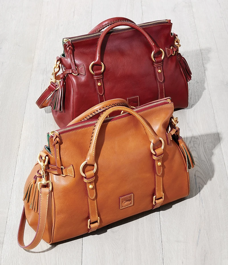 Dooney & Bourke Florentine Large Leather Tasseled Satchel Bag