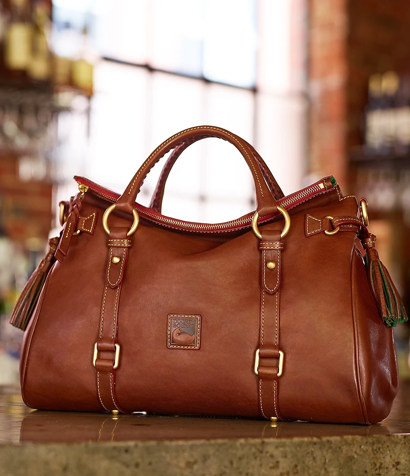 Dooney & Bourke Florentine Large Leather Tasseled Satchel Bag
