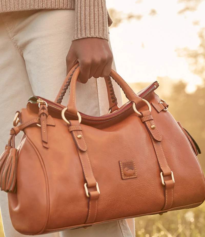 Dooney & Bourke Florentine Large Leather Tasseled Satchel Bag