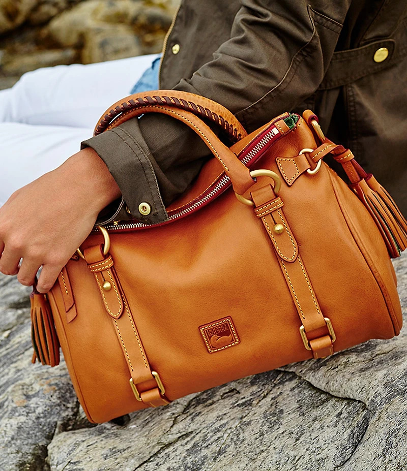 Dooney & Bourke Florentine Large Leather Tasseled Satchel Bag