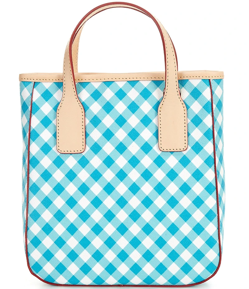 Dooney & Bourke Gingham Small Handle Contrast Trim Tote Bag