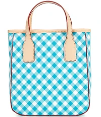 Dooney & Bourke Gingham Small Handle Contrast Trim Tote Bag